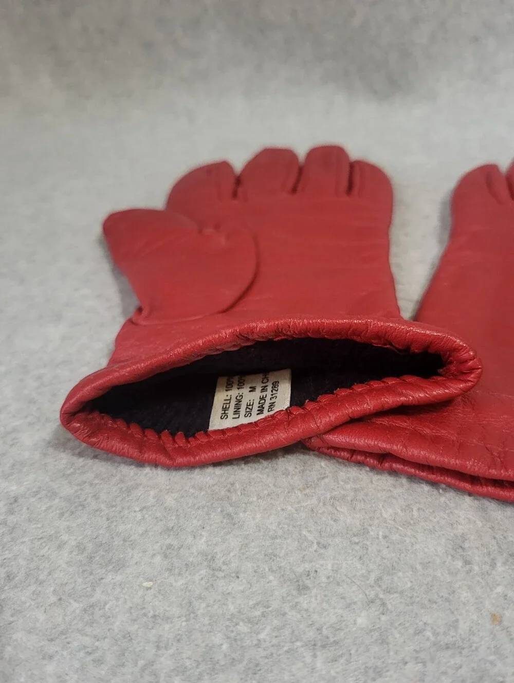 Vintage Red Leather Gloves Women's Size M Winter Driving Lined Retro MCM